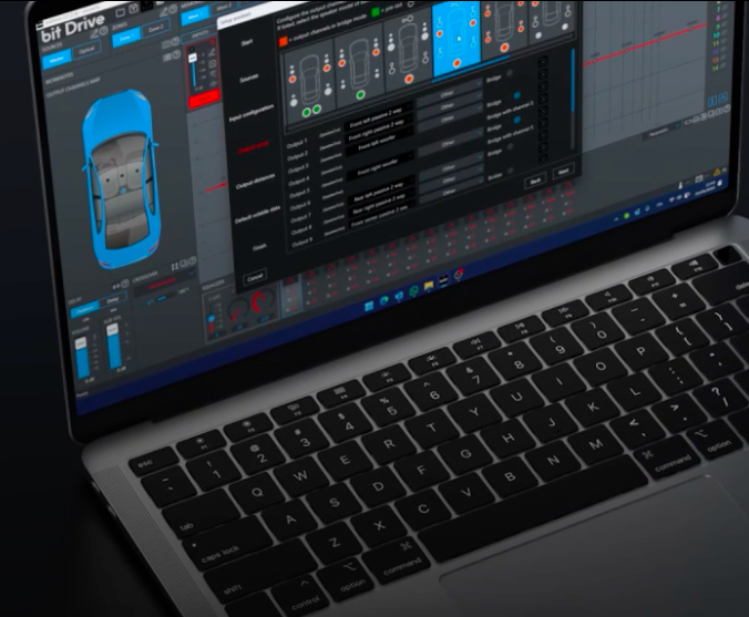 Audison DSP tuning software on a laptop