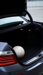 Bowling ball in trunk of BMW 5 Series